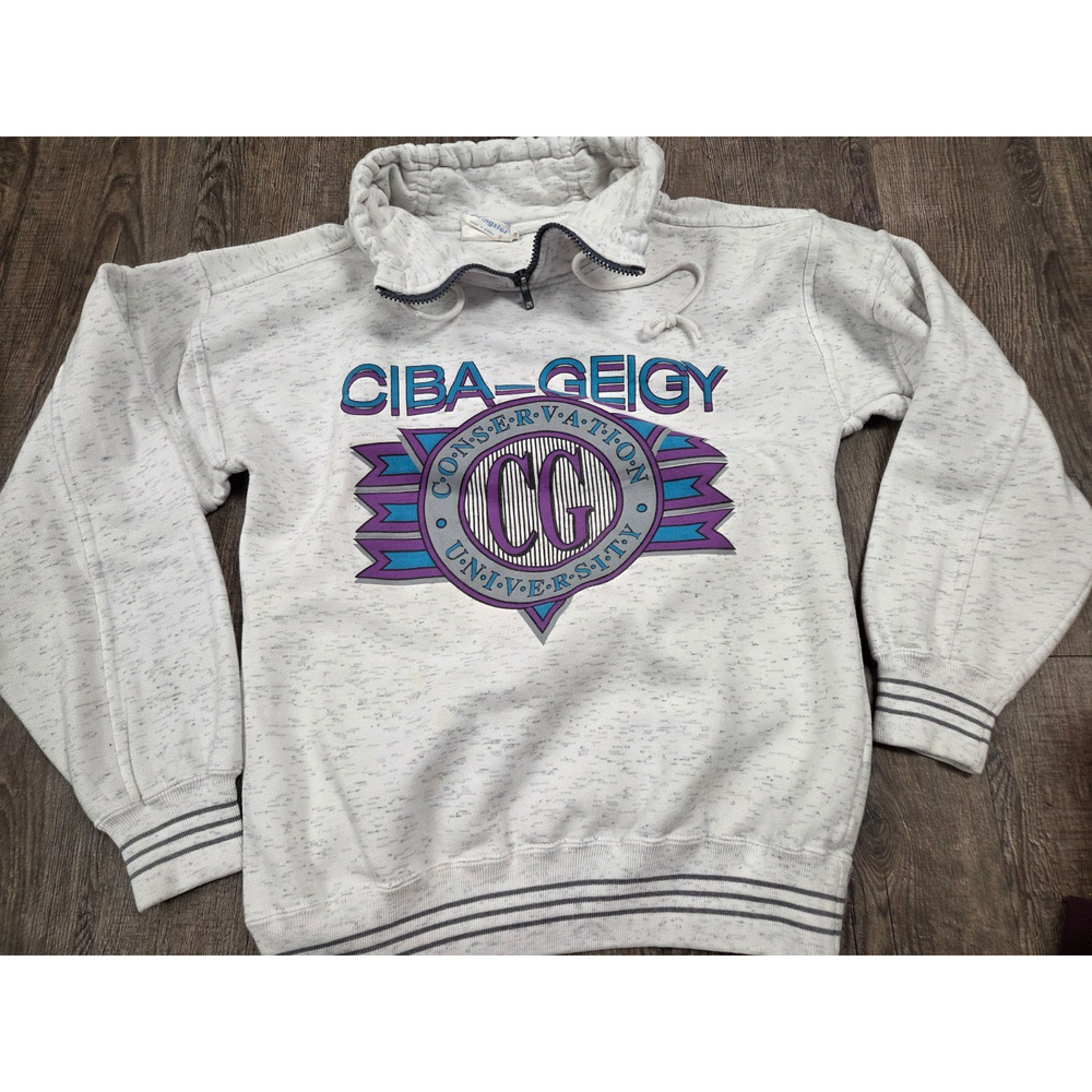 Ciba-Geigy Conservation University Vintage 1980s Gray Purple Sweatshirt Small
